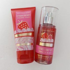Bath & Body Works Strawberry Pound Cake Fine Fragrance Mist and Body Cream